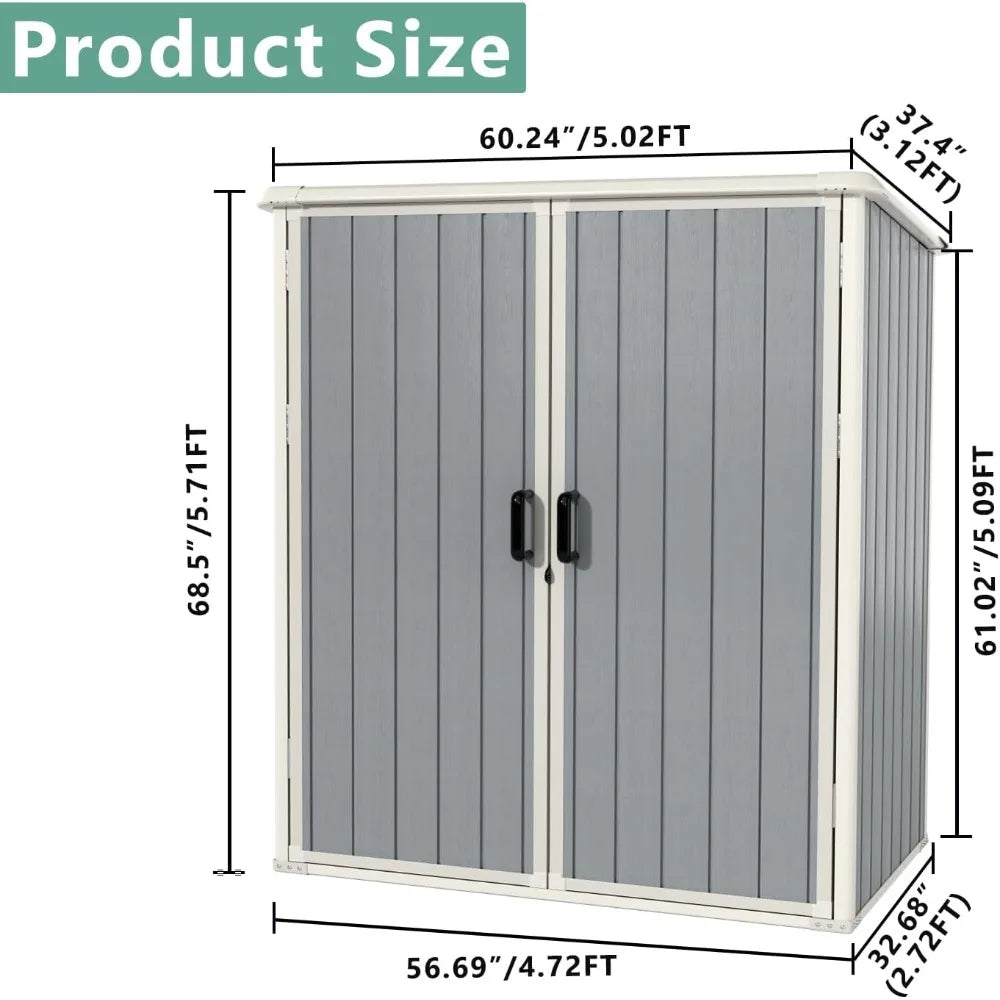 Resin Outdoor Storage Shed With Floor And Lockable Door