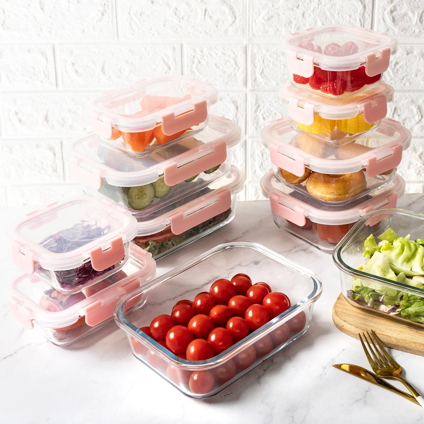 Glass Food Storage Containers 16 Piece Leakproof BPA Free