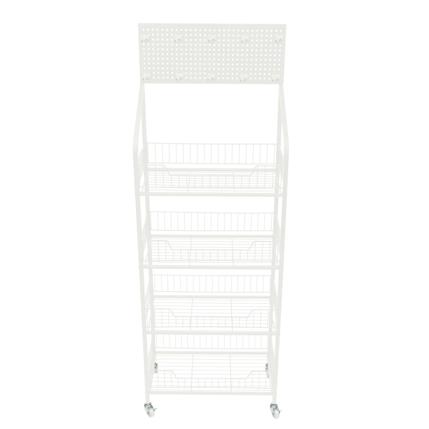 4 Tier Display Snack Rack With Universal Wheels Metal Stand