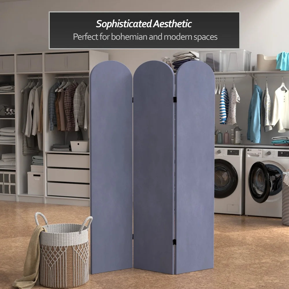 Dutrieux Classic Arch Velvet Room Divider 3 Panel Screen