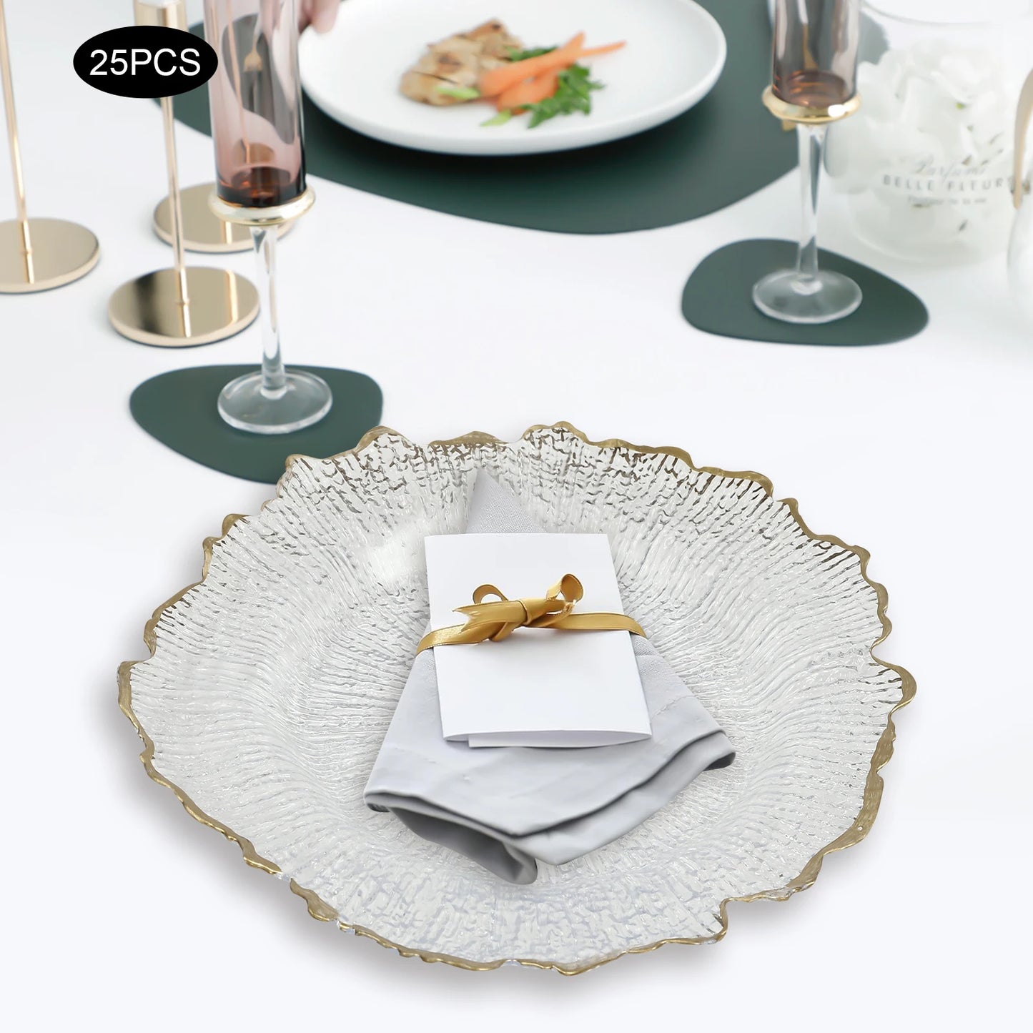 Hign-concerned Flower Charger Plates 25 Pcs Set Hot Stamping