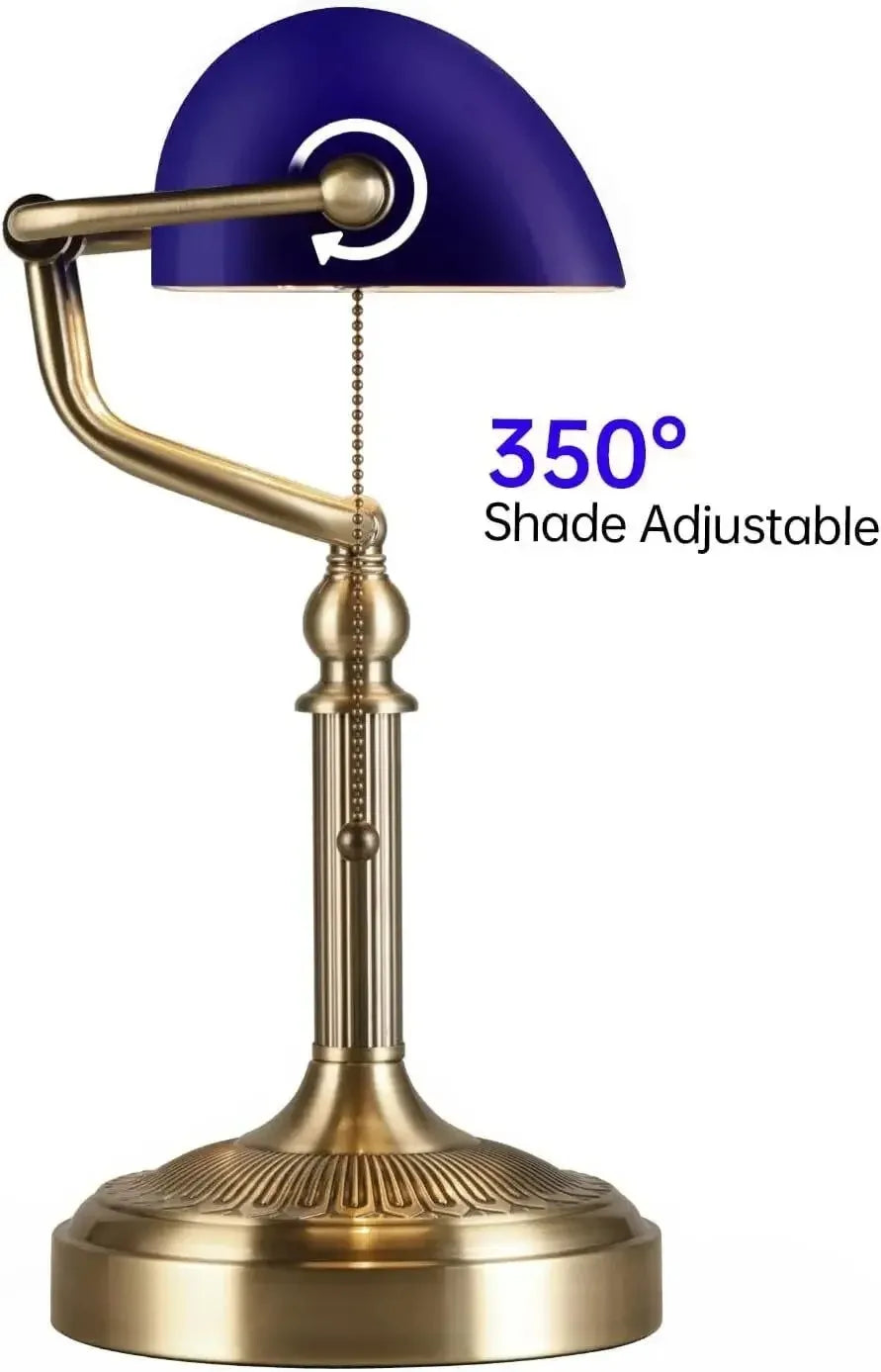 Newrays Plug In Glass Banker Lamp Zipper Switch Table Lamp