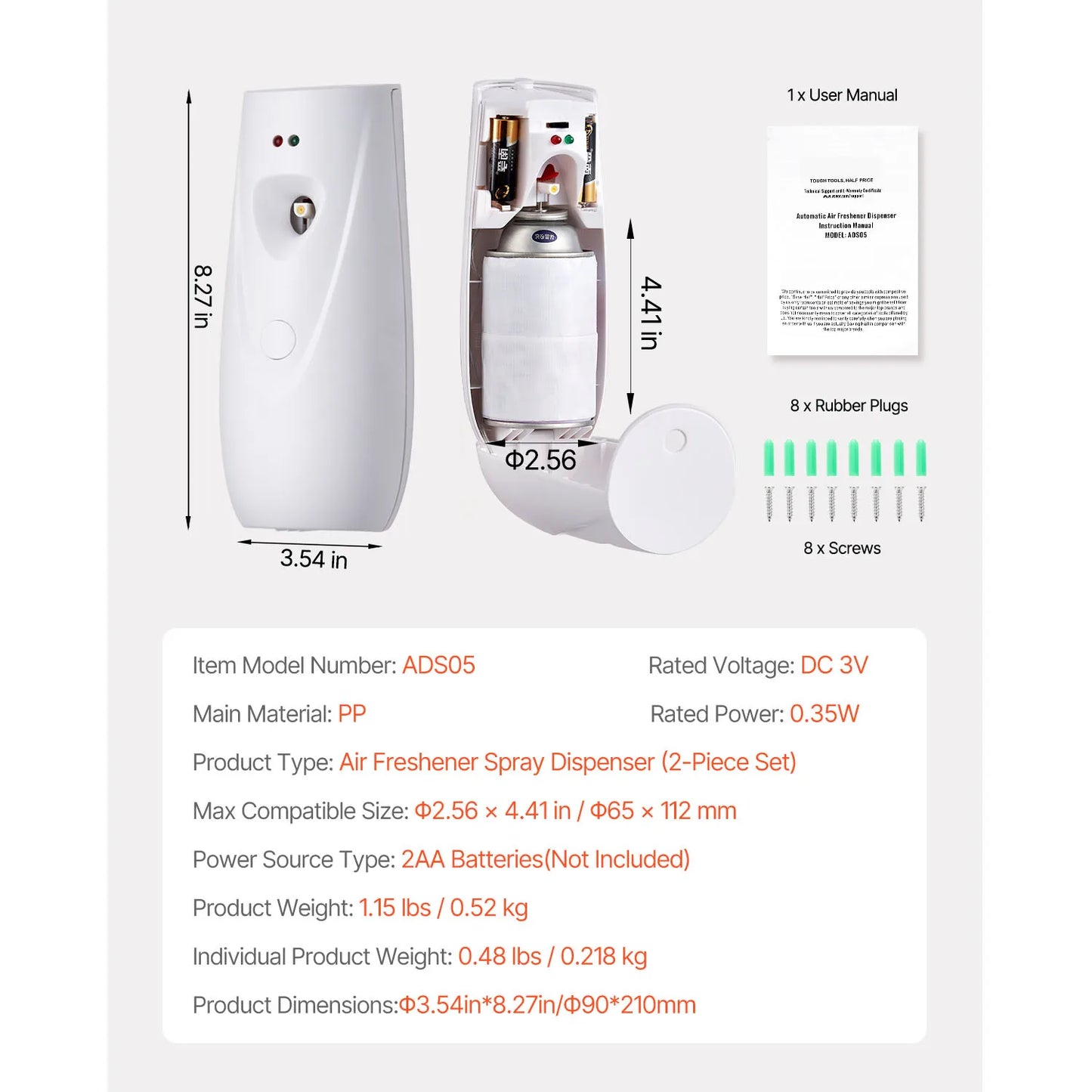 VEVOR Automatic Air Freshener Dispenser Wall Mount Or Freestanding