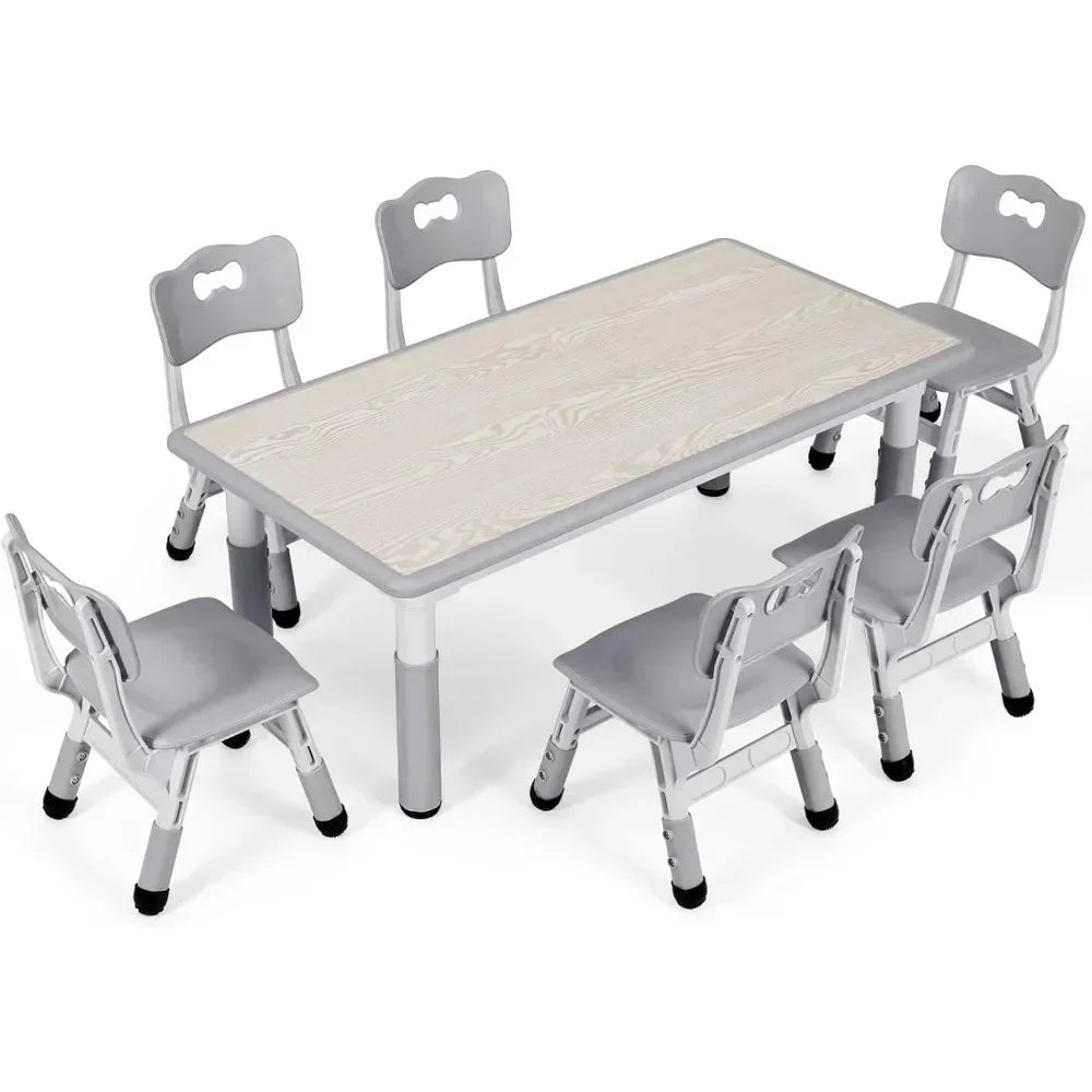 High Concerned Height Adjustable Kids Table 6 Chairs
