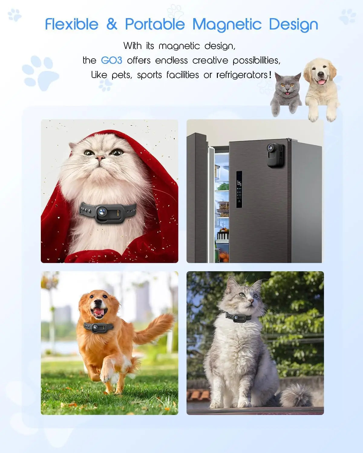 XMSJ 4K Cat Collar Camera HD WiFi Pet Camera With SD Card