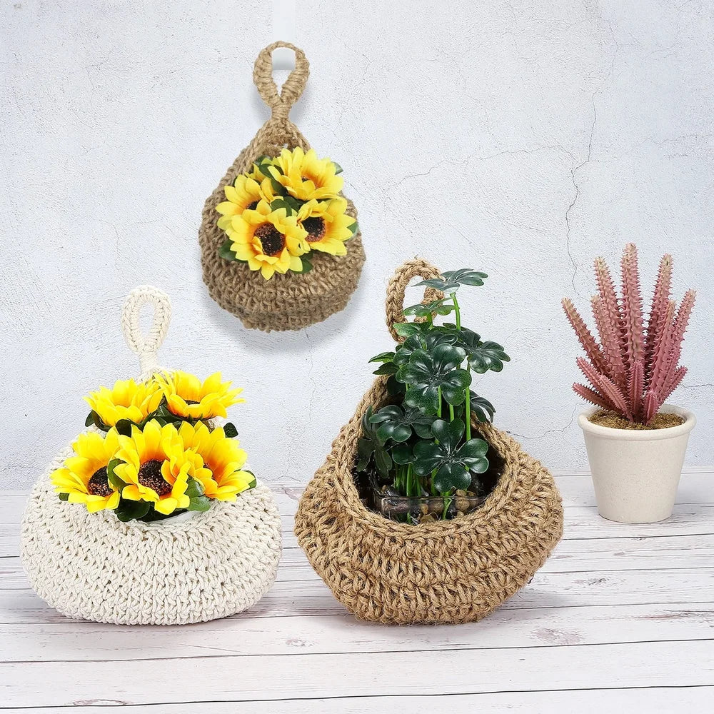 XMSJ Handwoven Wall Hanging Basket Organizer For Kitchen