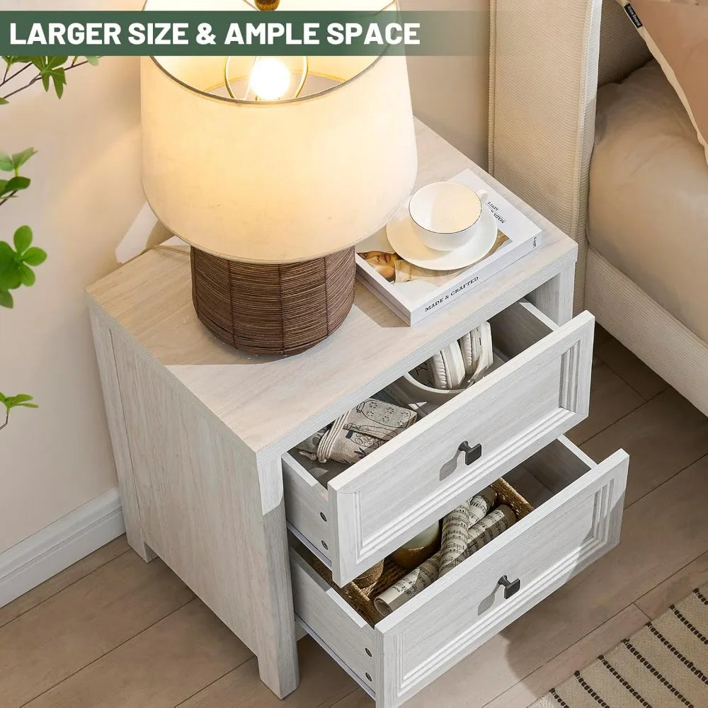 XUYUAN Farmhouse Night Stands Set of 2 with Drawers