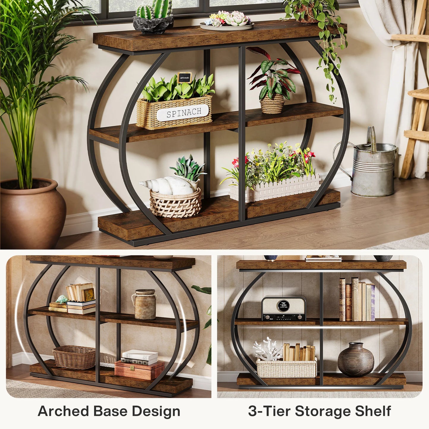 Tribesigns Industrial Console Table With Arched Frame