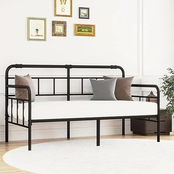 Modern Bed Frame With Steel Slats Support No Box Spring