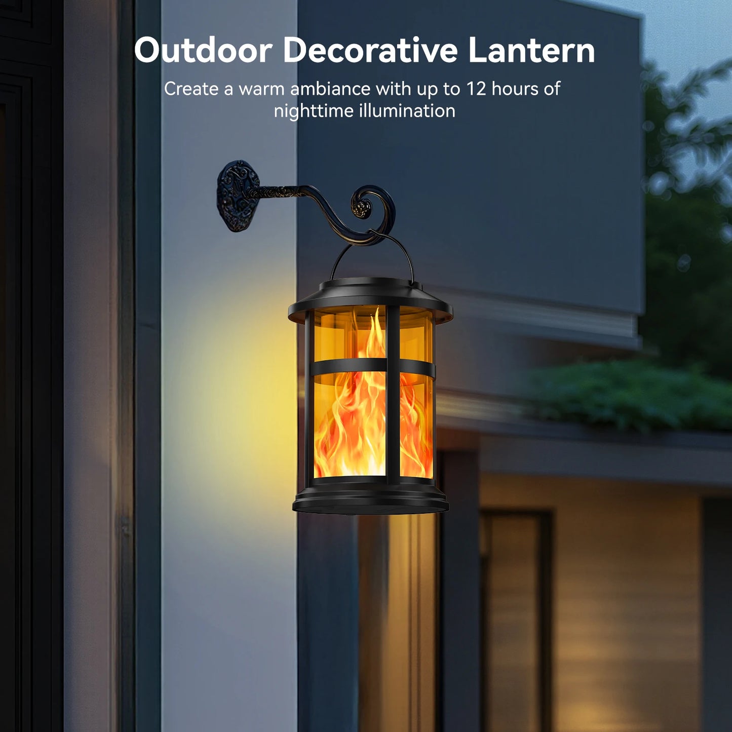 KPSTEK Solar Flame LED Lights Outdoor Lanterns 2 Pack