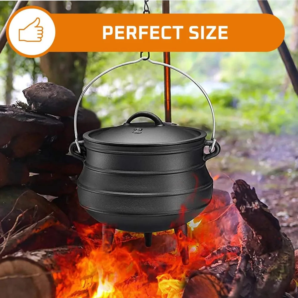 Hignconcerned Cast Iron Cauldron Potjie With Lid Three Legs