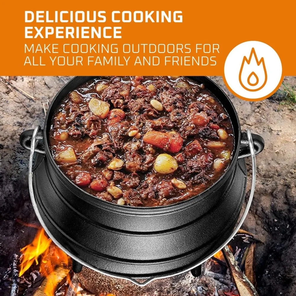Hignconcerned Cast Iron Cauldron Potjie With Lid Three Legs