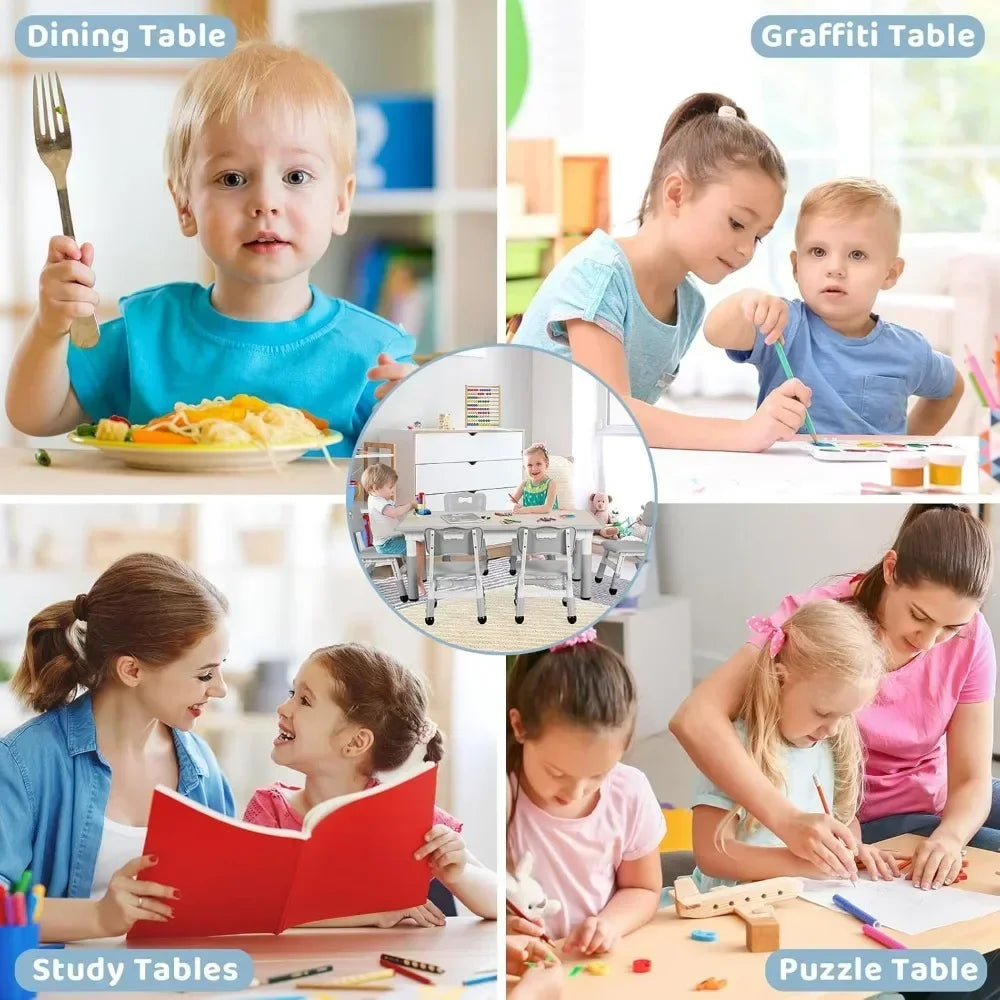High Concerned Height Adjustable Kids Table 6 Chairs