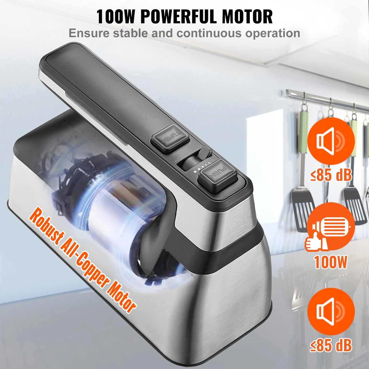 VEVOR Cordless Electric Hand Mixer With 5 Gear Speeds