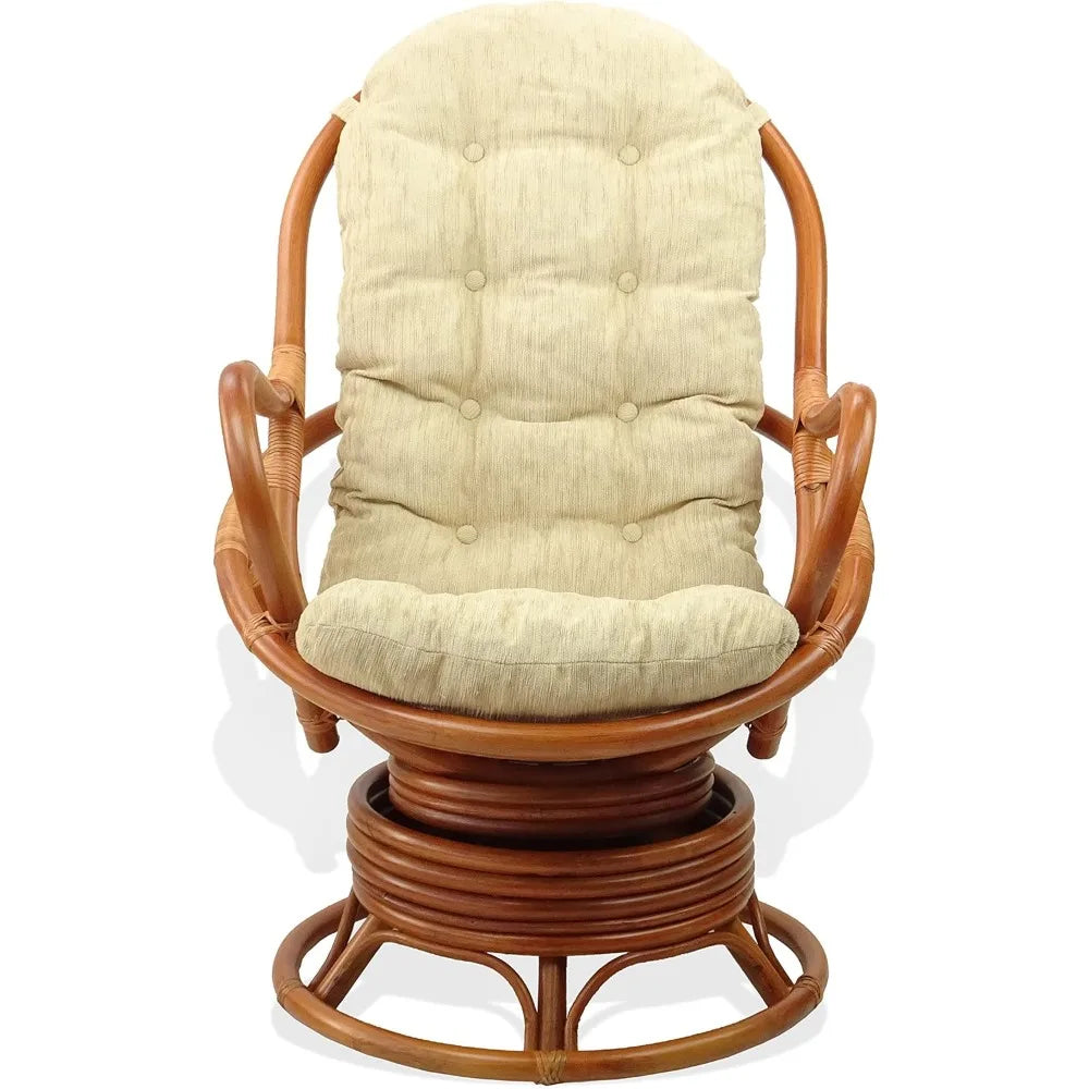 DAFIFY Java Lounge Swivel Rocking Chair Rattan Colonial