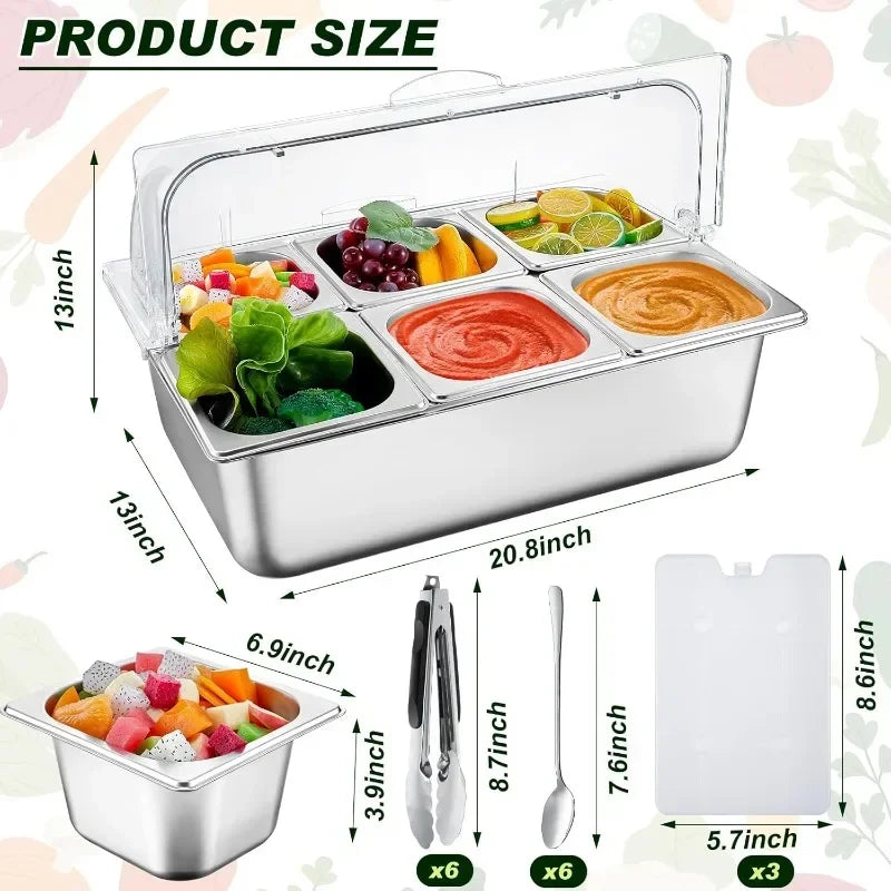 Hign Chilled Ice Food Display Container Stainless Tray