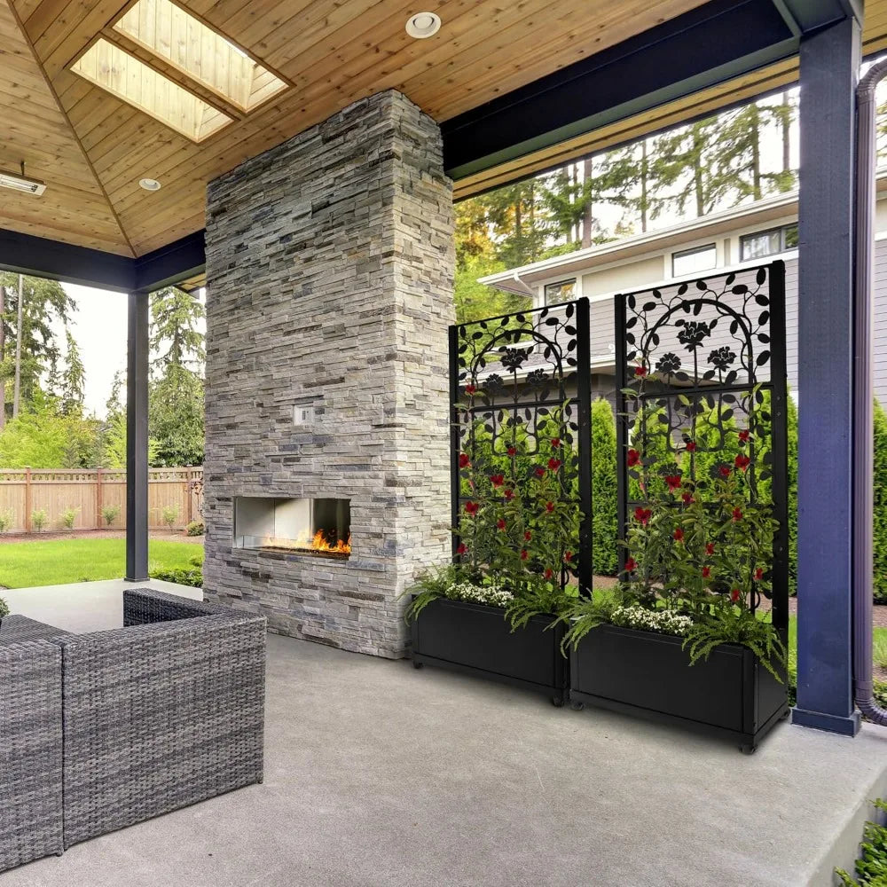 Trellis Planter Box For Outdoor Privacy Screen Patio Garden