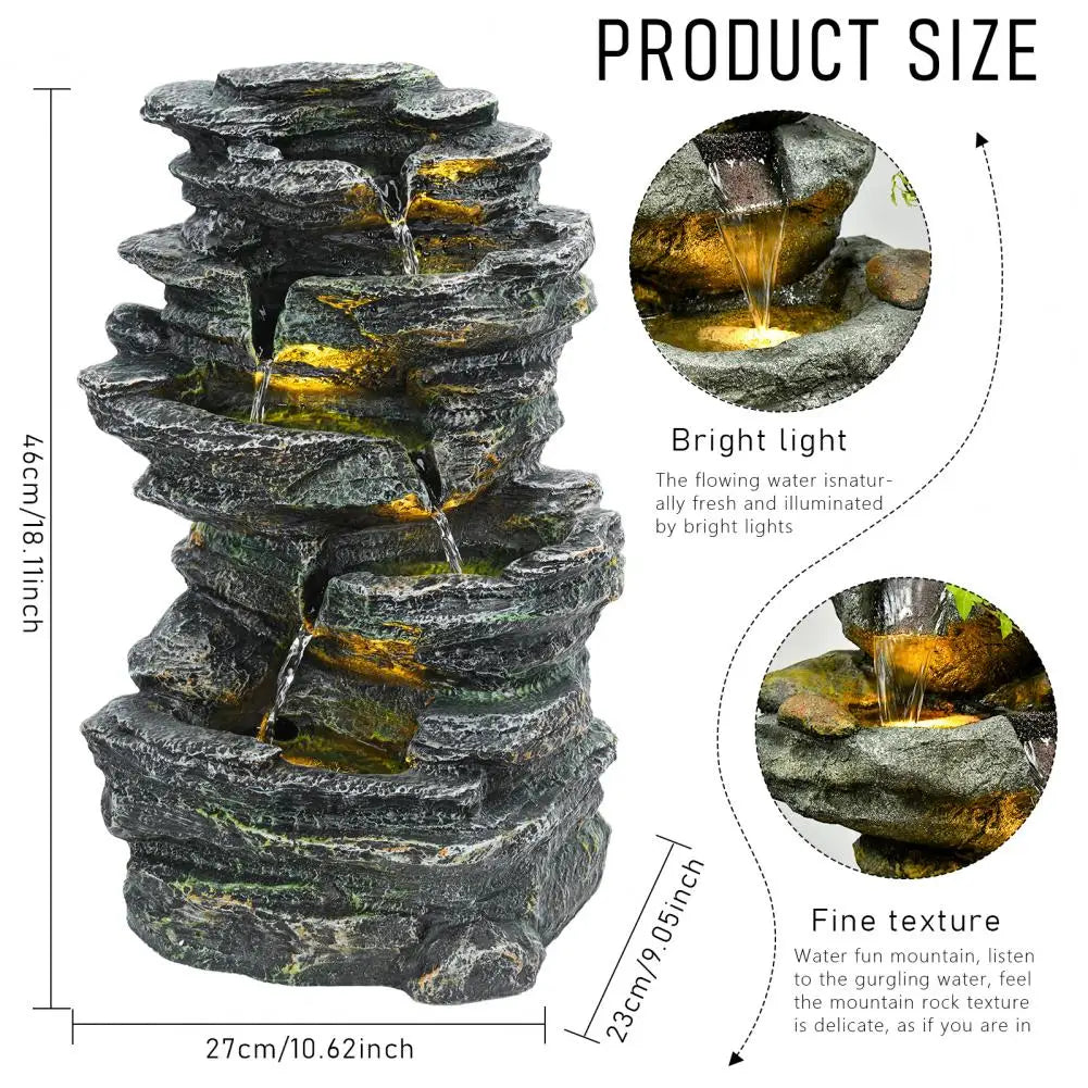 6 Layer Rock Water Fountain Garden Waterfall Decoration