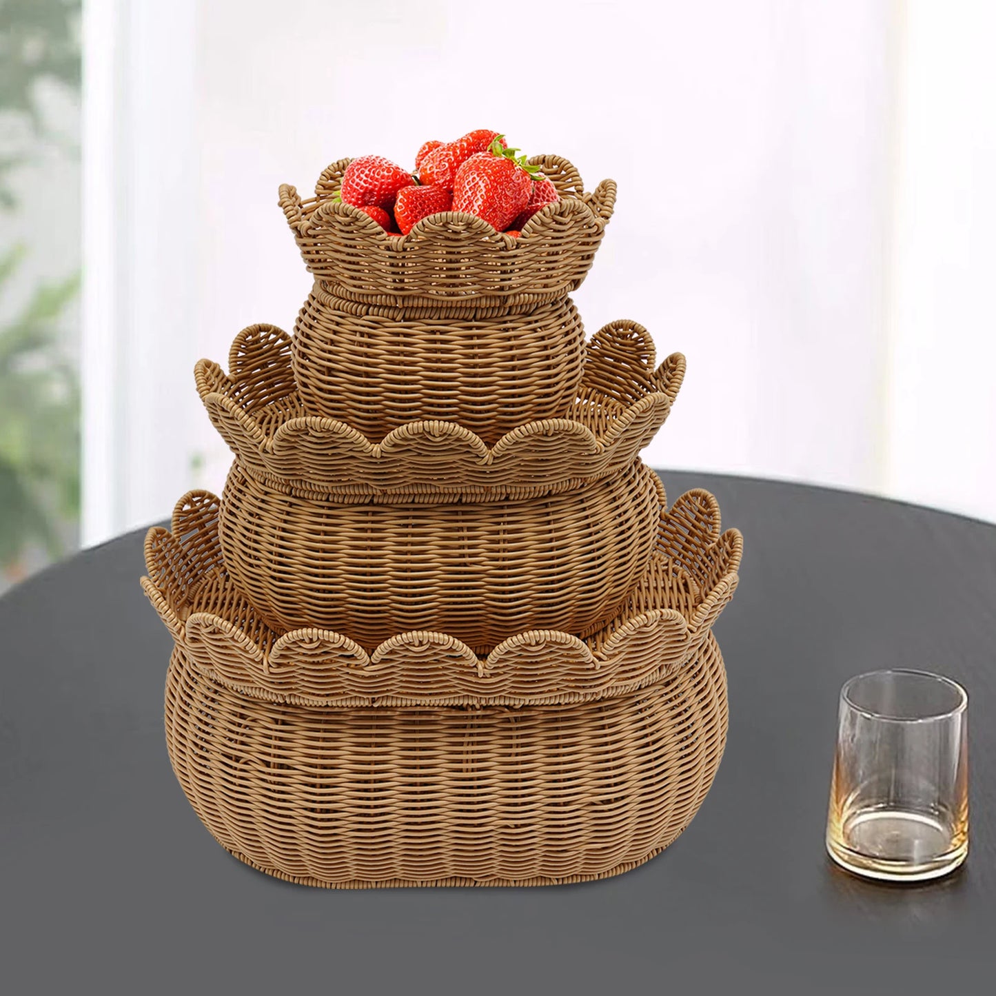 Bymaocar Woven Storage Baskets With Lids Decorative Set