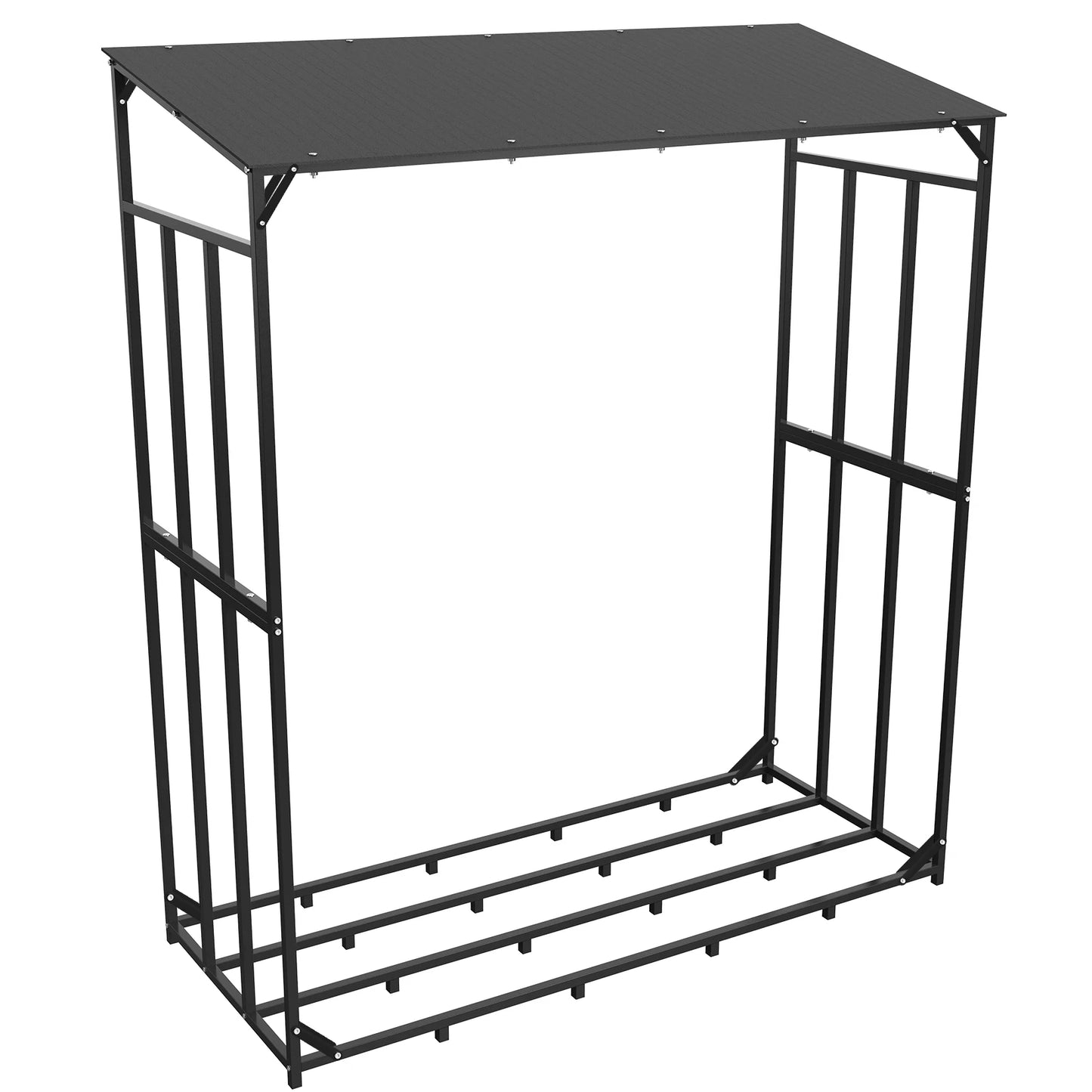 Outdoor Firewood Rack With Waterproof Cover Heavy Duty Stand