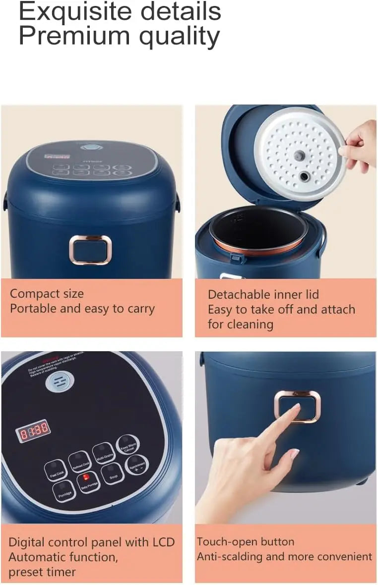 Iosn Mini 2L Portable Rice Cooker With Steam Tray For Car