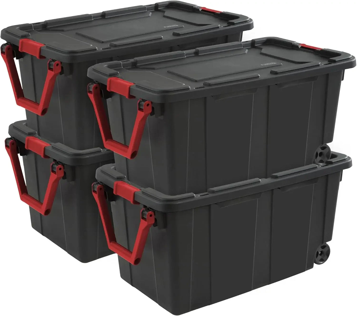 Industrial Wheeled Stackable Storage Totes With Lids