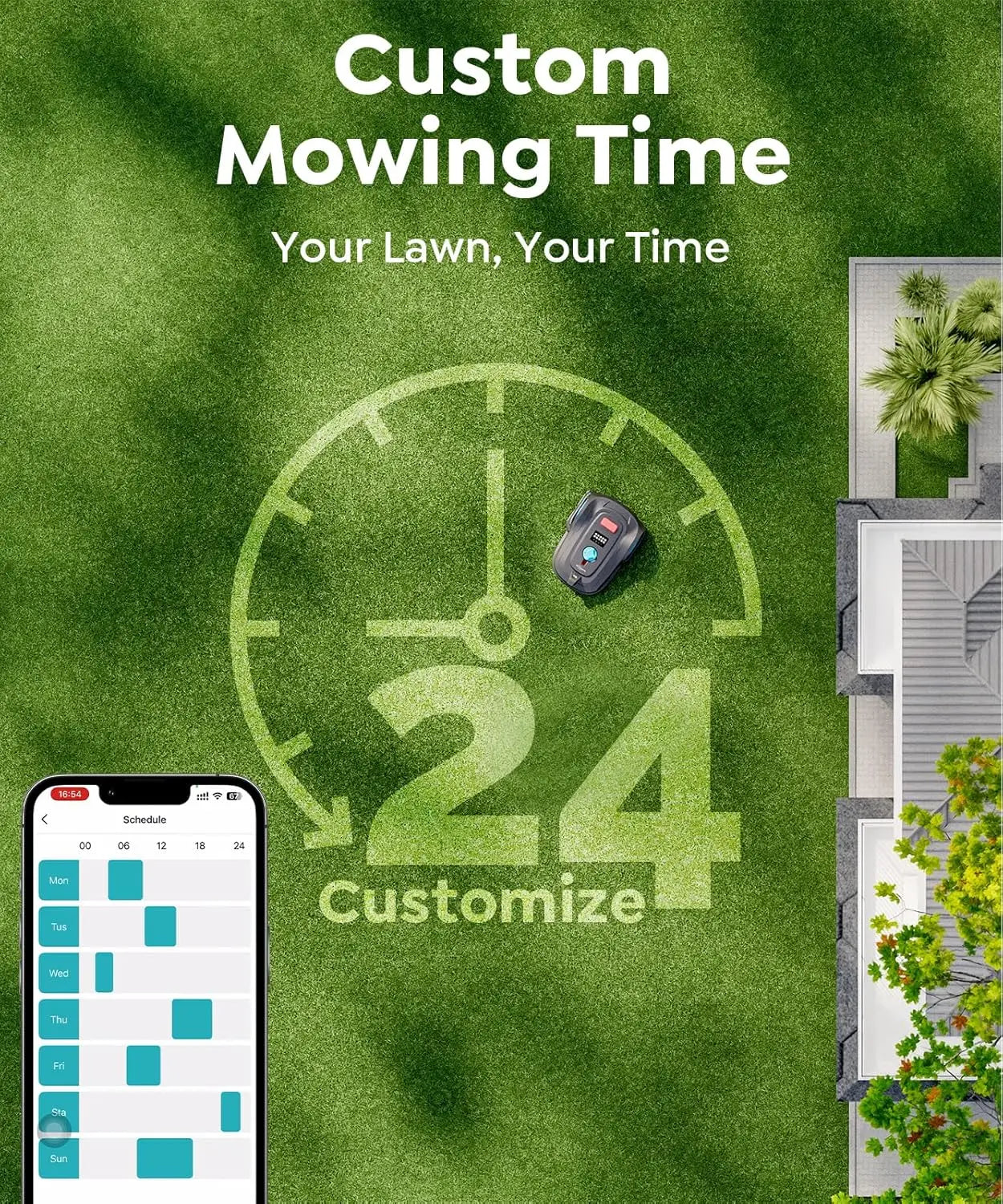 XMSJ Cordless Robot Lawn Mower GPS Navigation App Control