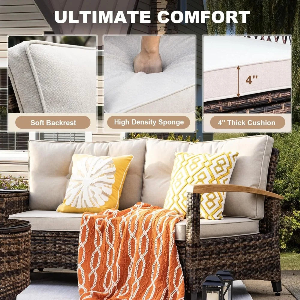 Angduo Outdoor 9 Piece Patio Furniture Set Half Moon
