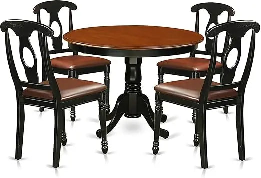 RBXCHign Round Dining Table And Faux Leather Chairs