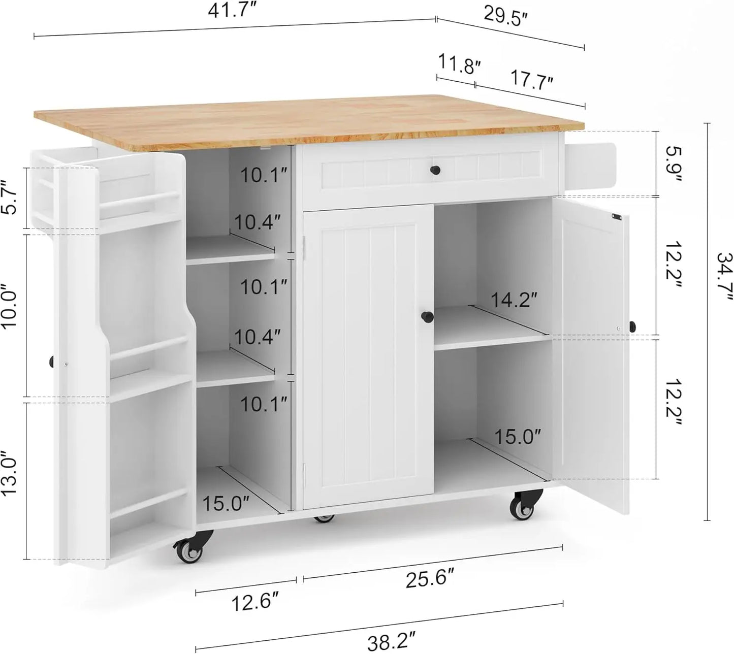 XMSJHign Concerned Kitchen Island With Drop Leaf Storage