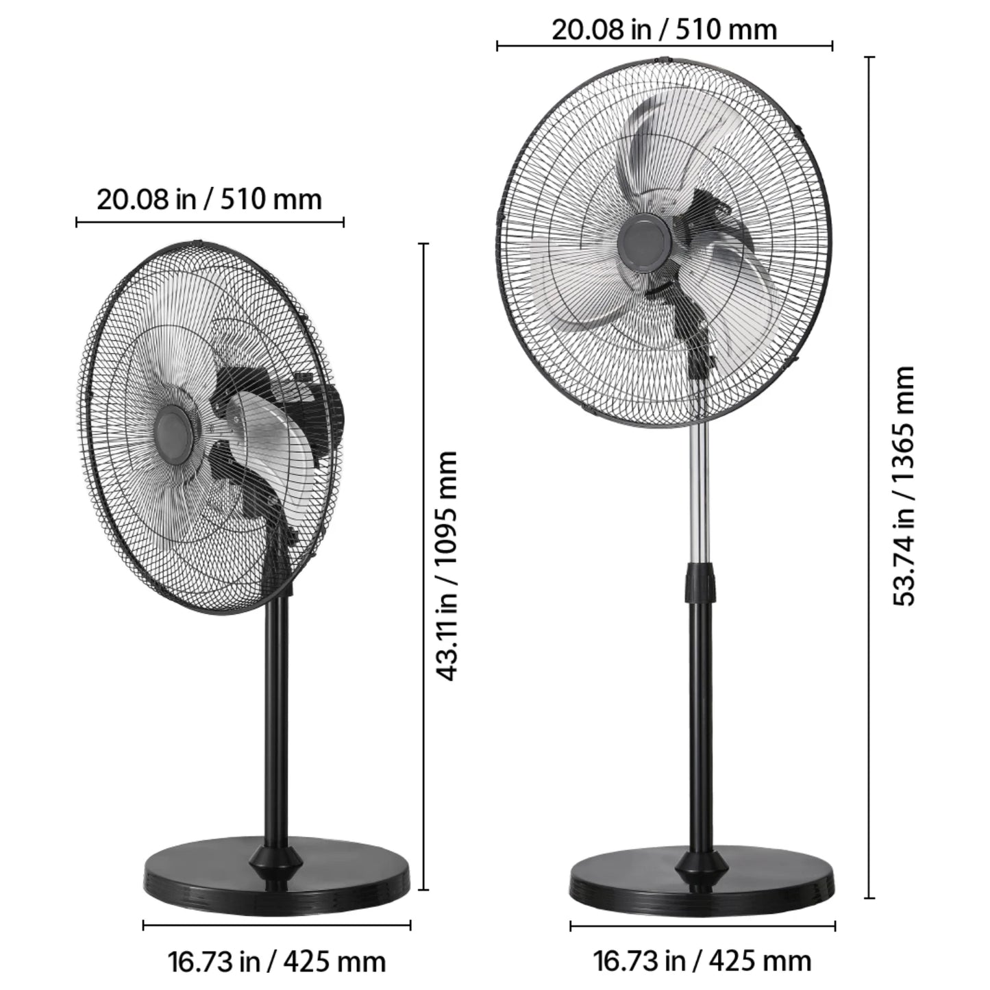 SucceBuy Pedestal Fan Oscillating 75 Degree 3 Speed