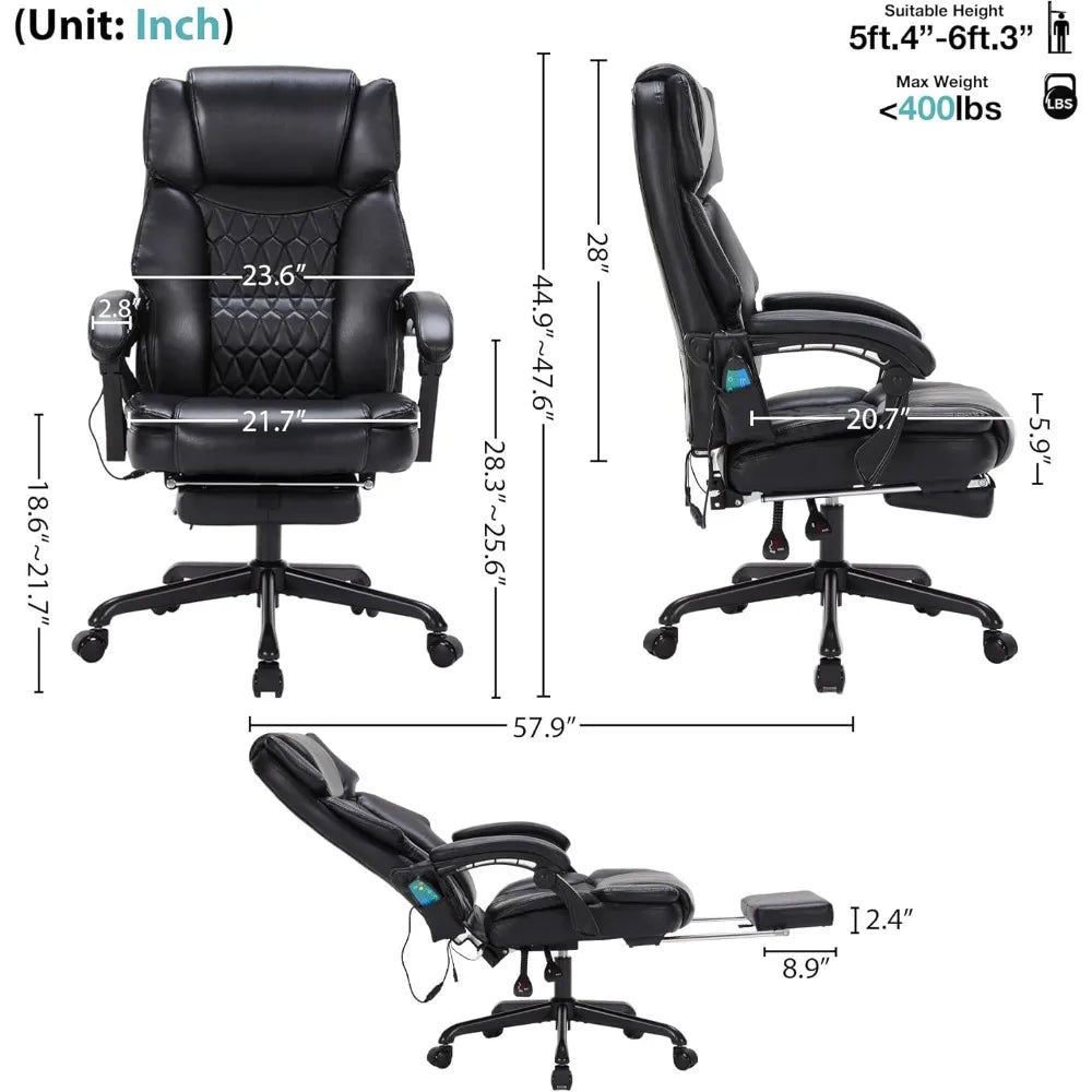 AngDuo 6 Point Massage Office Chair With Heat And Foot Rest