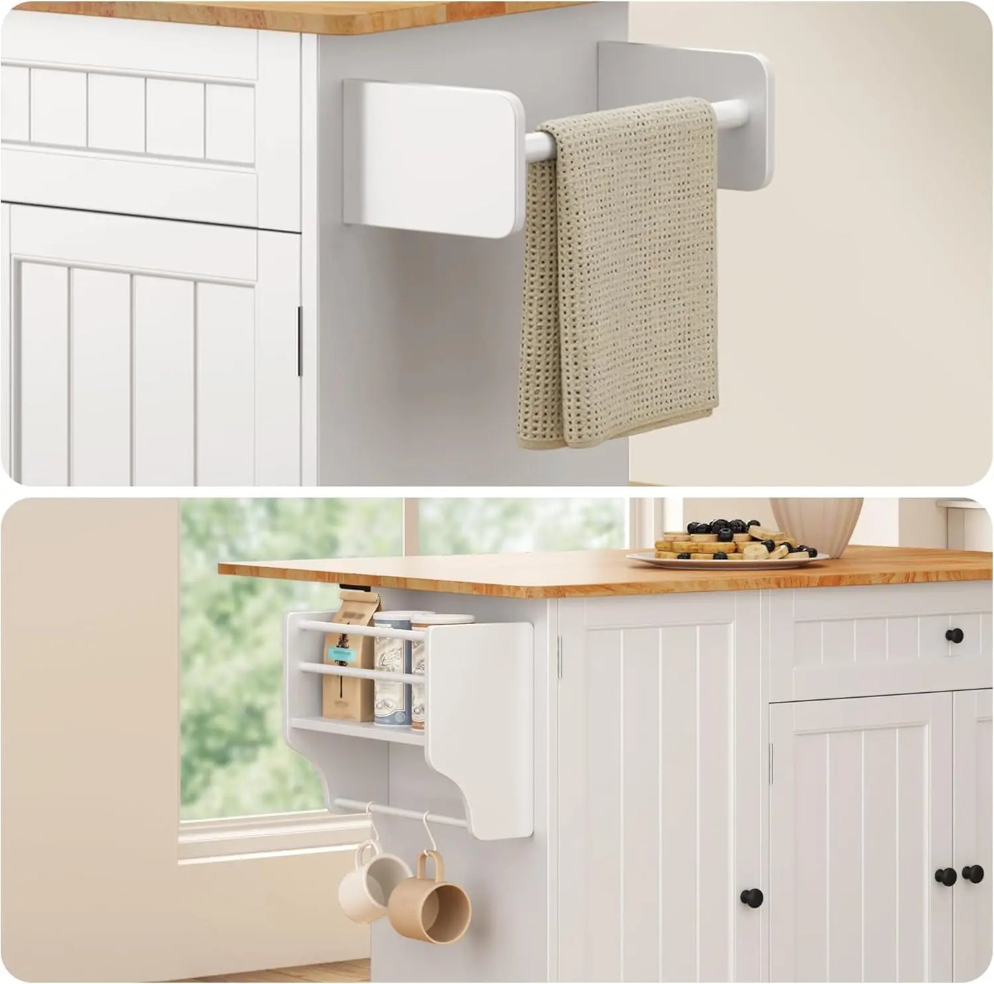 XMSJHign Concerned Kitchen Island With Drop Leaf Storage