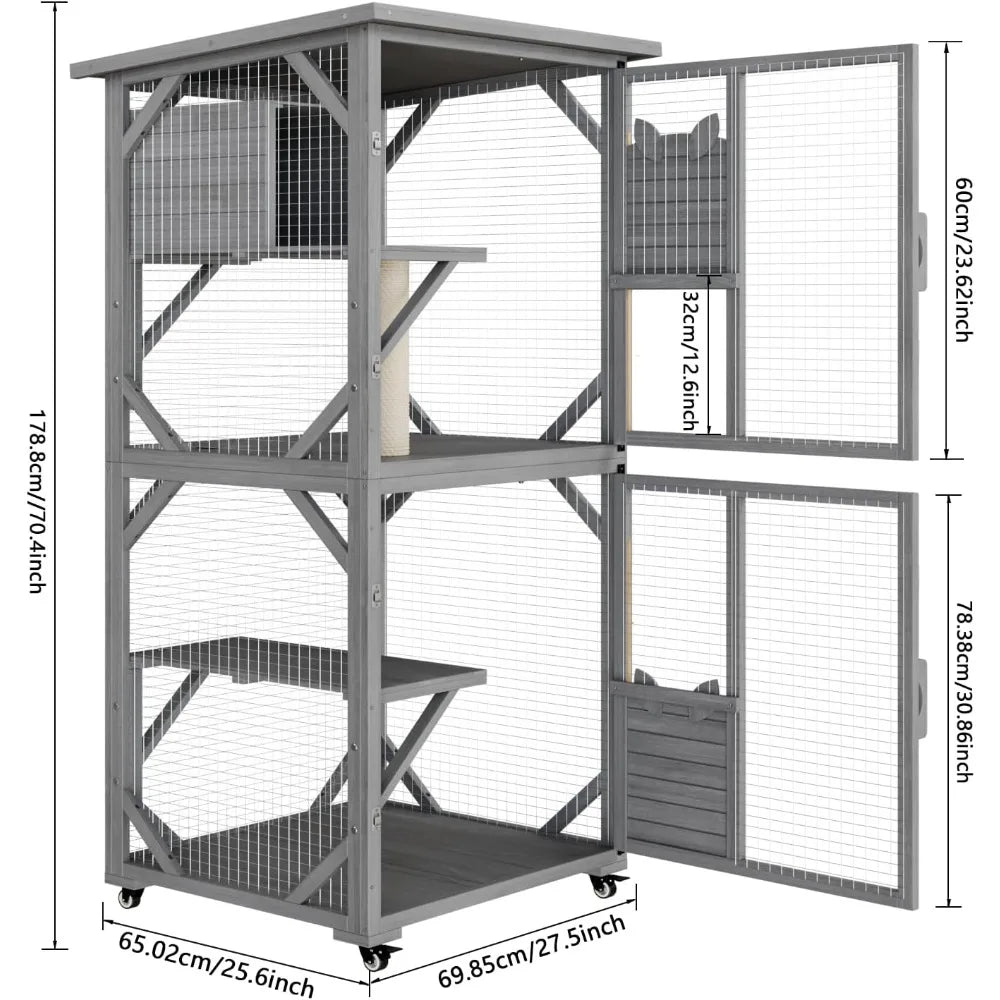 Closure Outdoor Catio Cat Enclosure With Waterproof Roof