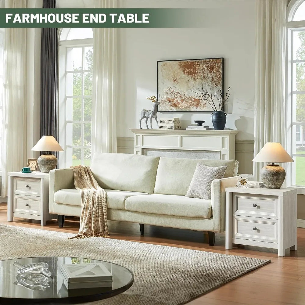 XUYUAN Farmhouse Night Stands Set of 2 with Drawers