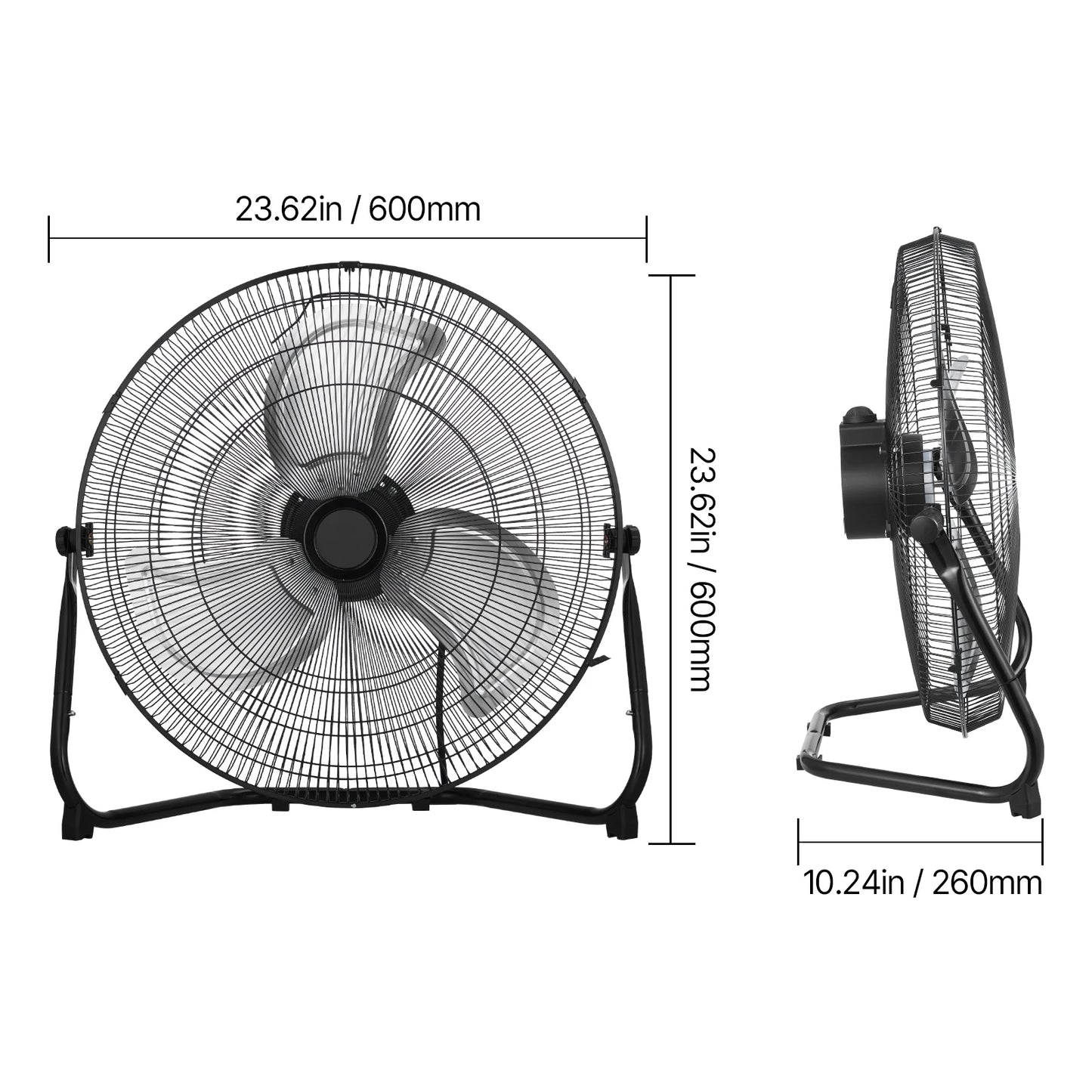 VEVOR Industrial Floor Fan 3 Speed High Velocity 4800 CFM