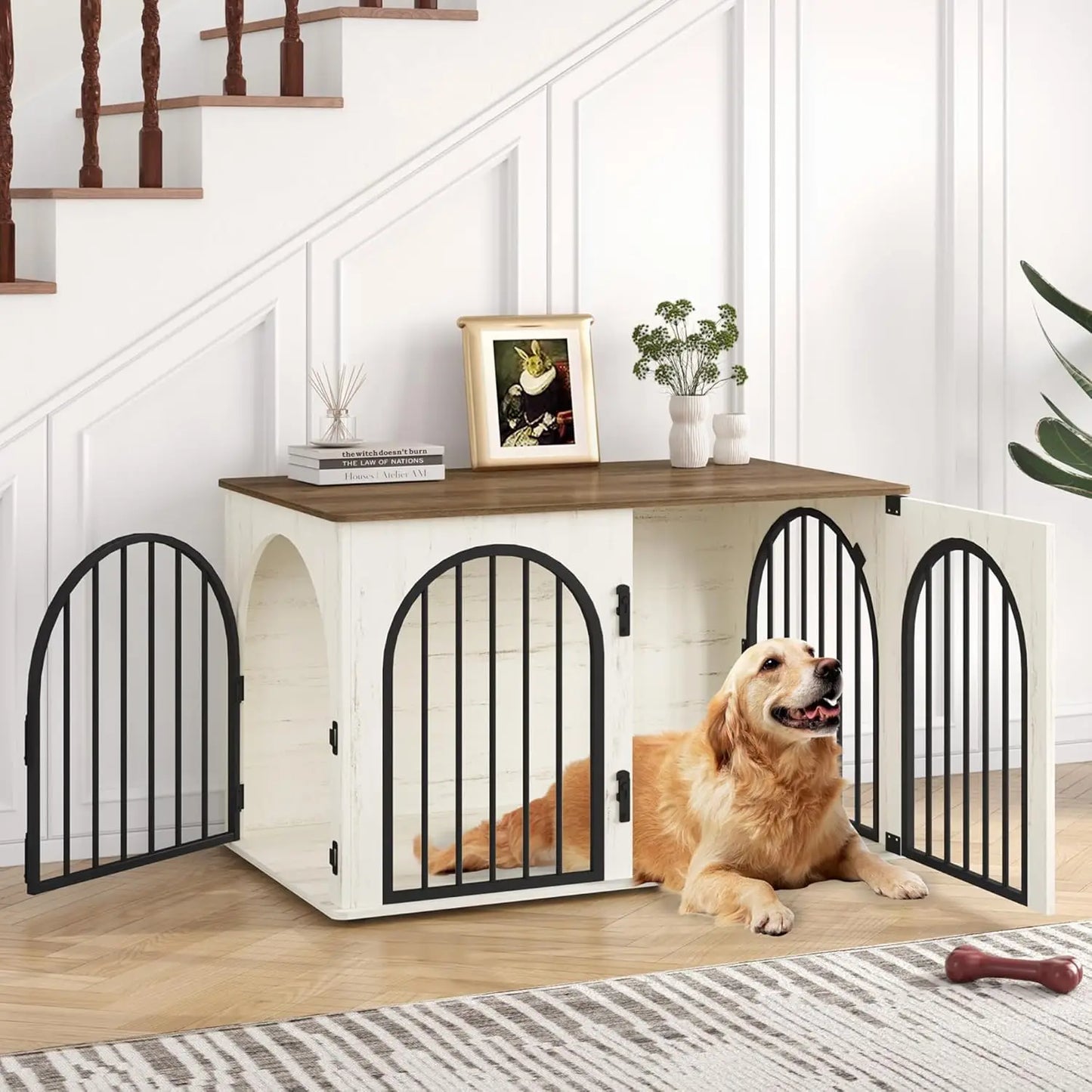 CN Sichuan Wooden Dog Crate TV Stand Kennel Anti Chew