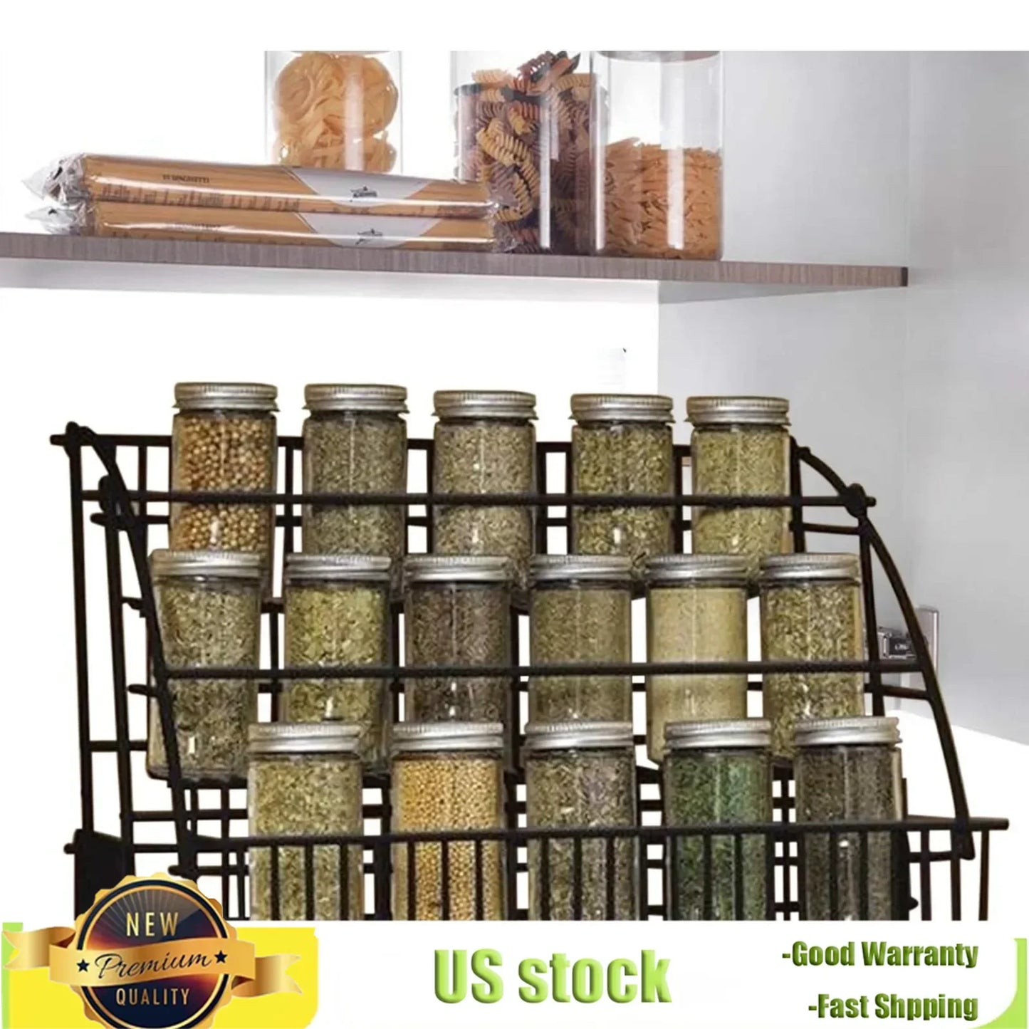 Bymaocar 3 Tier Office Kitchen Spice Rack Telescopic