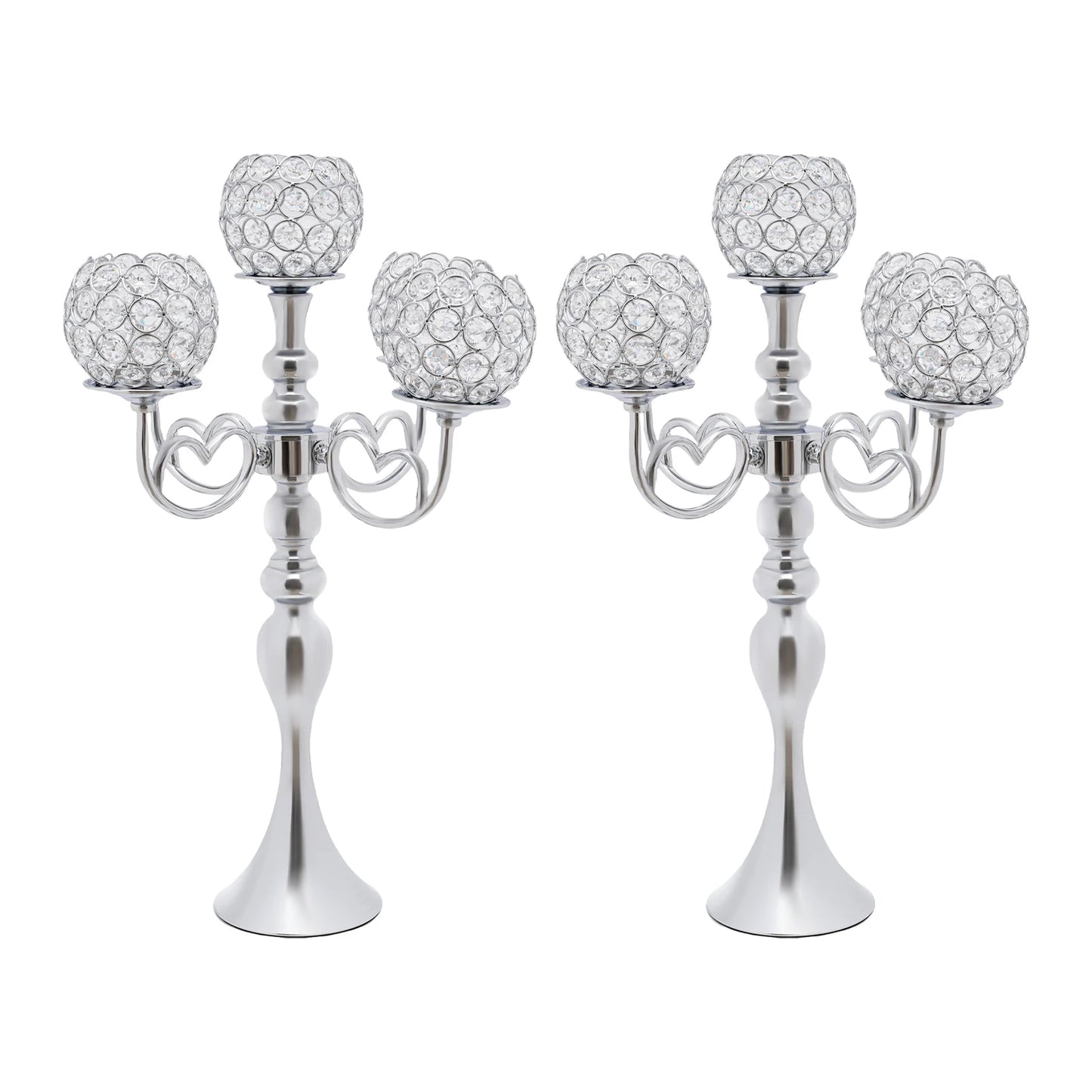 Hign-concerned Iron Candle Holder With Crystal Beads