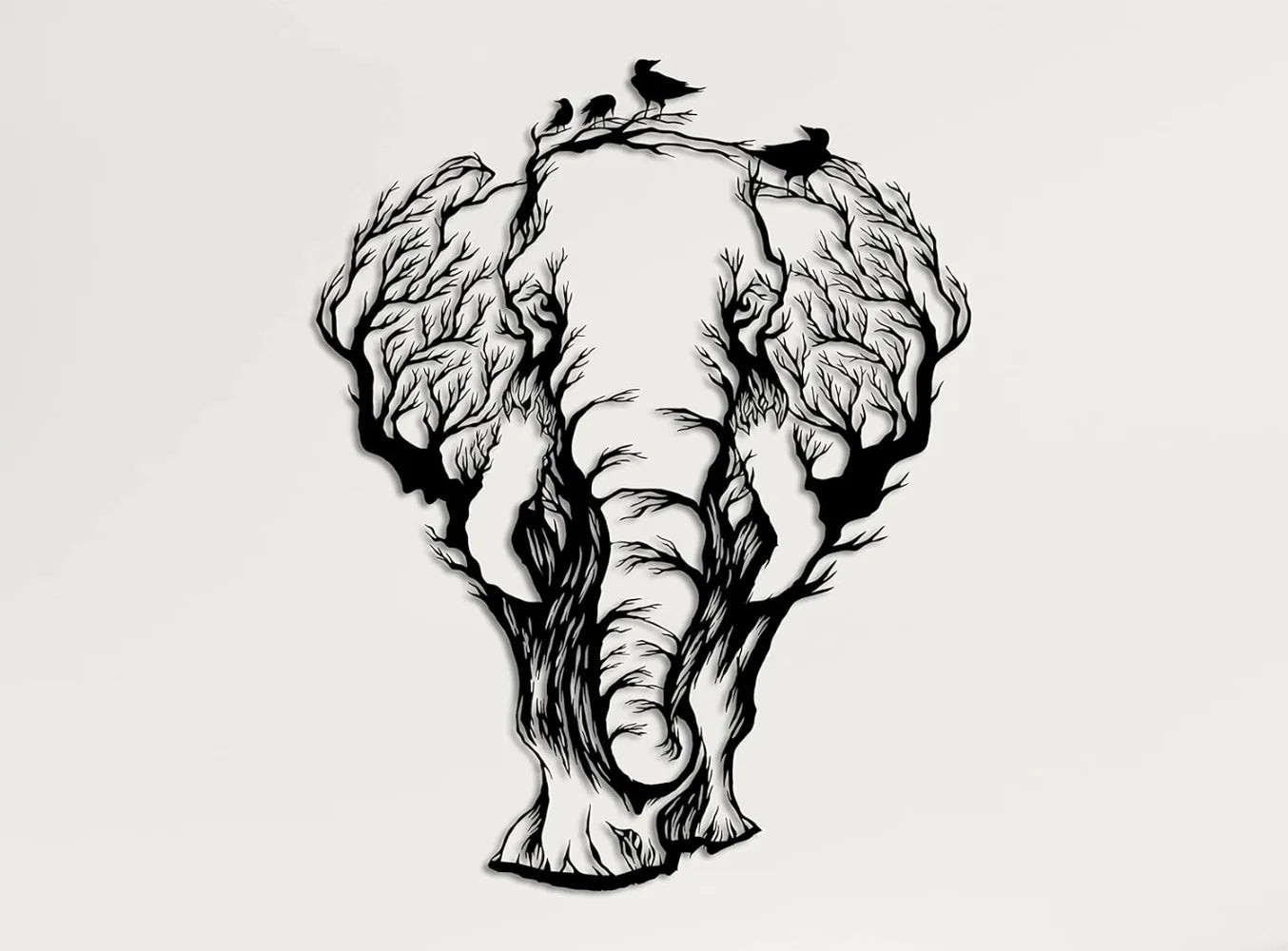XMSJHign-concerned Geometric Metal Elephant Wall Decor