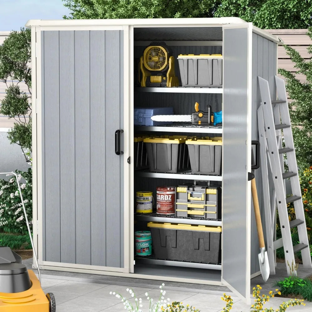 Resin Outdoor Storage Shed With Floor And Lockable Door