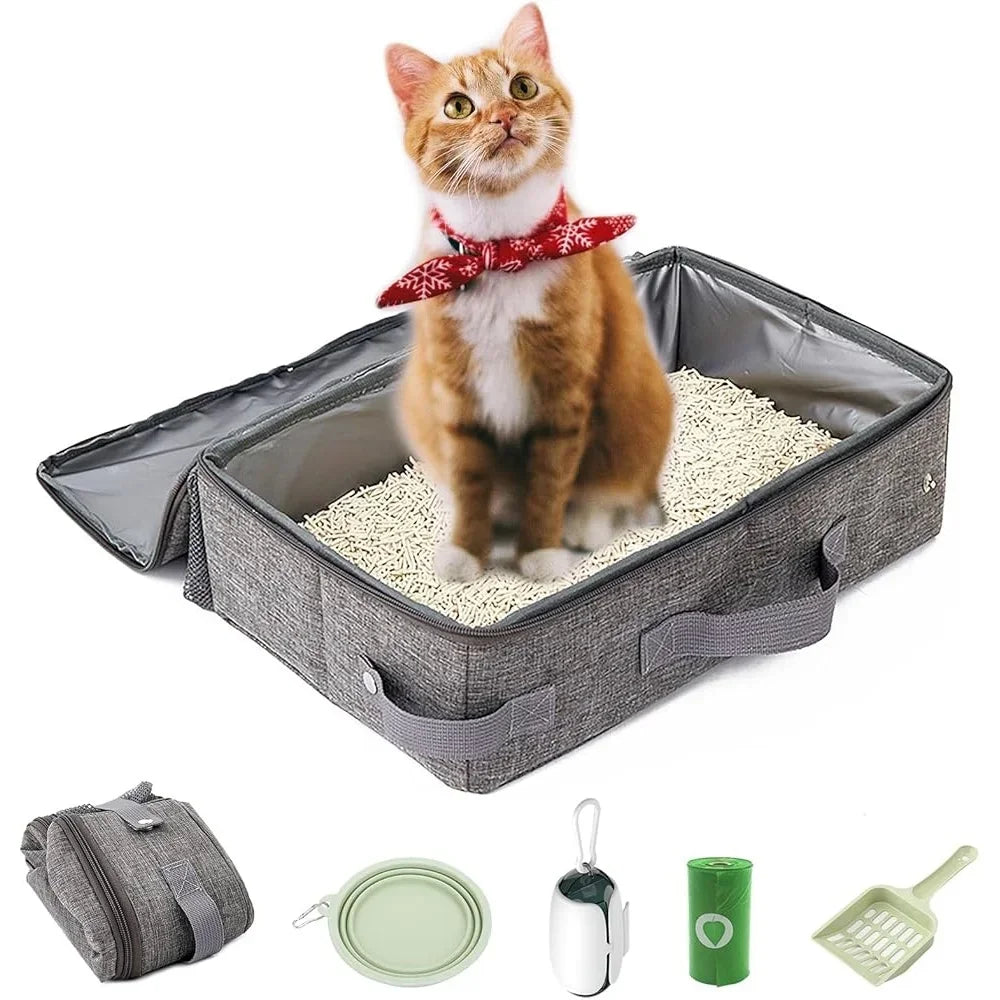 Feature Portable Cat Litter Box Folding Leak Proof Lid