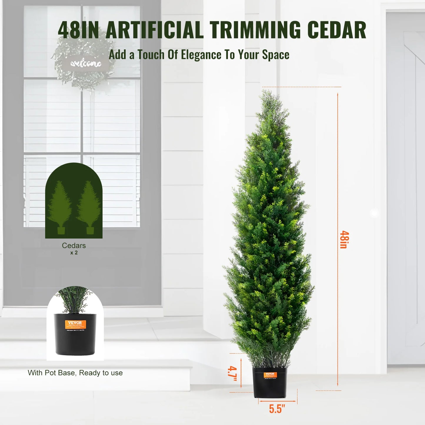 SucceBuy Artificial Cedar Topiary Tree Outdoor Garden Decor