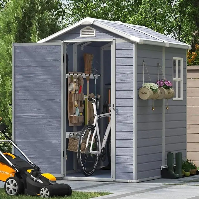 Resin Outdoor Storage Shed With Floor And Lockable Door