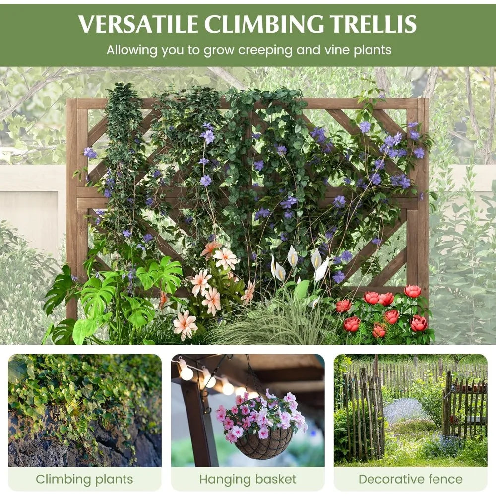 LDAILY Raised Garden Bed With Trellis And Planter Boxes