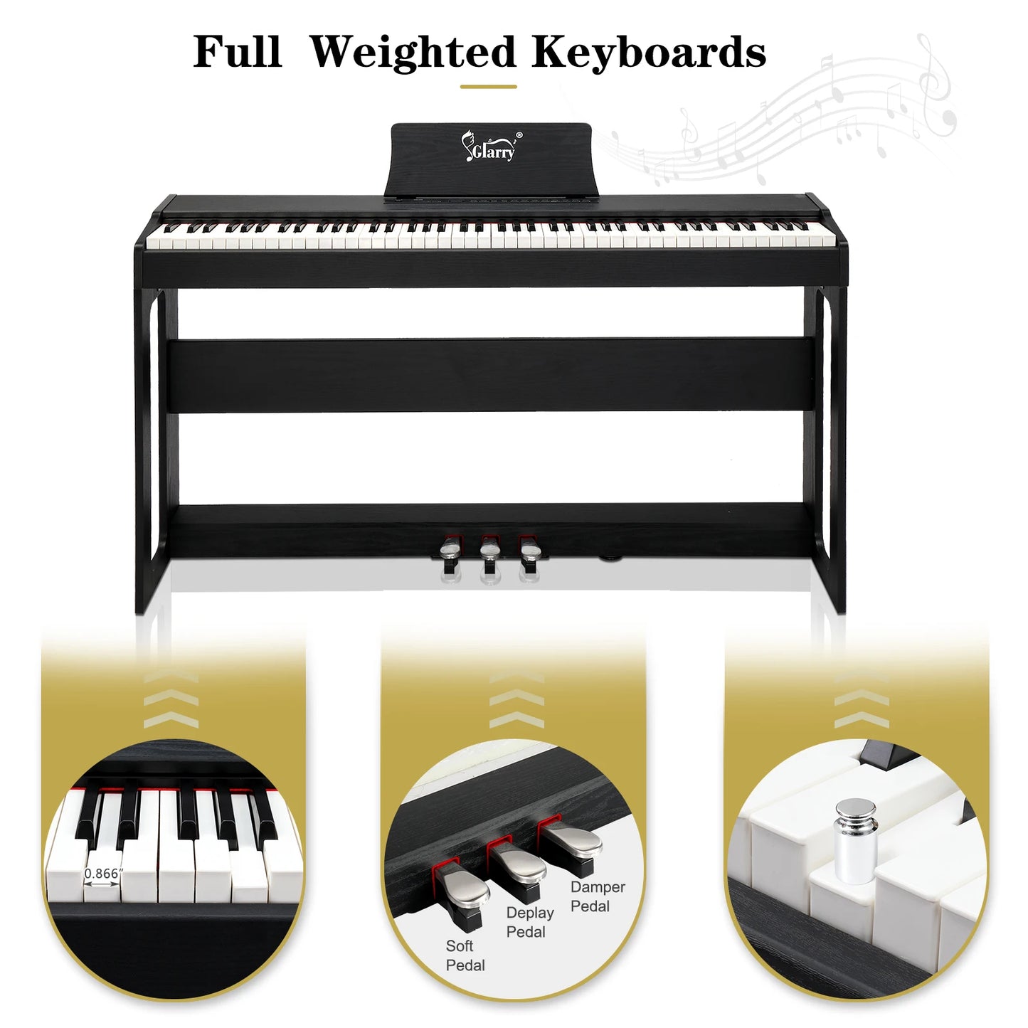 88 Keys Weighted Keyboard Digital Piano With Stand And Pedals