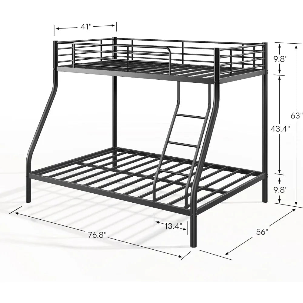 XMSJ Metal Bunk Beds With Ladder Guardrail Heavy Duty