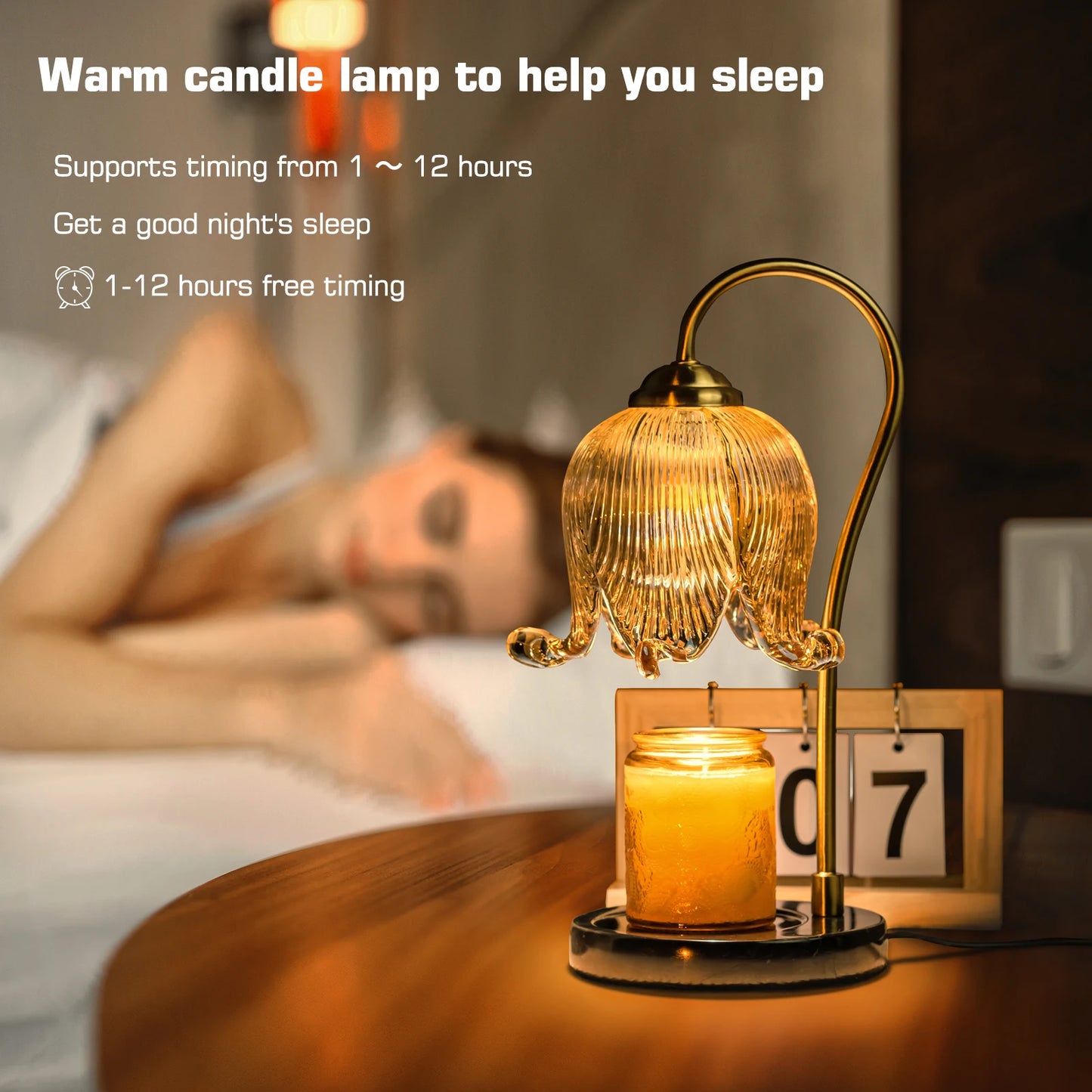 Tulip Flower Warm Candle Lamp French Retro Bedside Lamp