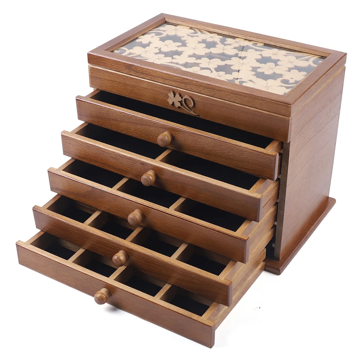 Sichuan Wooden Six Layer Jewelry Storage Box With Lid