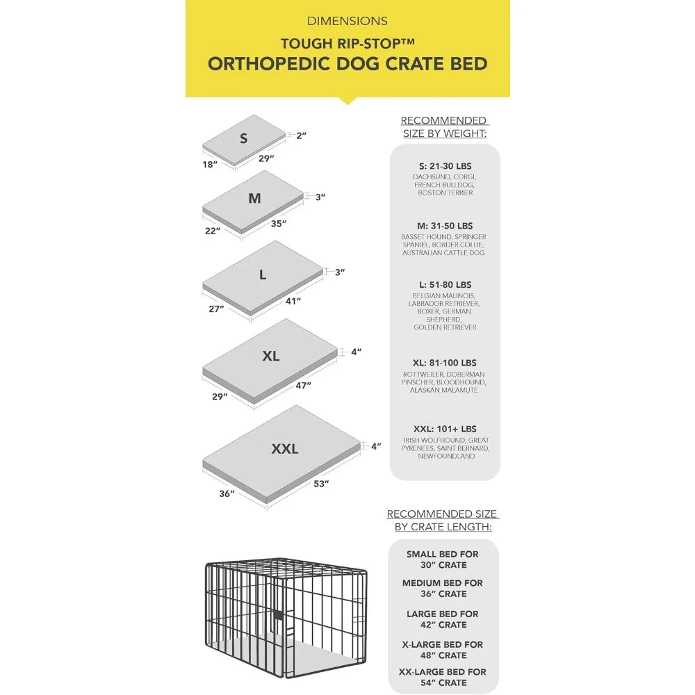 RBXCBreed Tough Ripstop Orthopedic Dog Crate Bed Washable